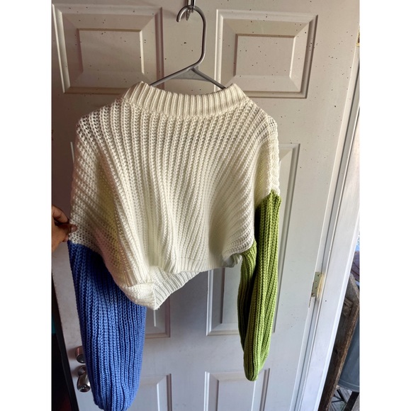 SHEIN Crop Top Sweater (Large) (Green / White / Green) - Picture 2 of 4